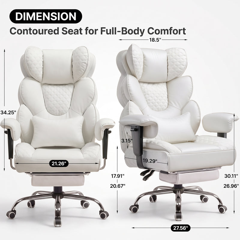 Big & Tall Office Chair with Footrest – Reclining Ergonomic Executive Chair, Wide Memory-Foam Seat, Adjustable Height - 4