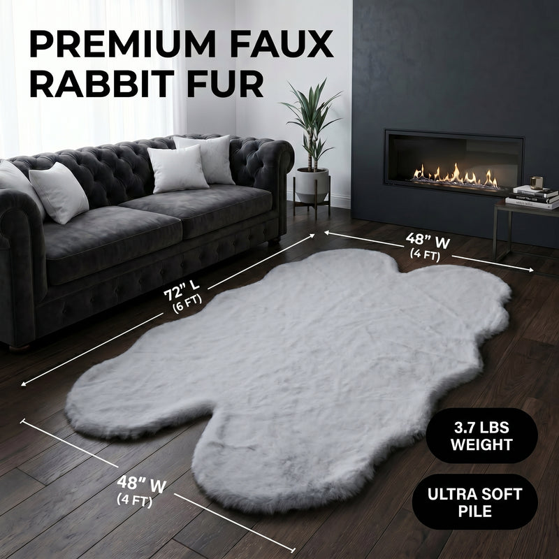 Faux Rabbit Fur Shaggy Rug – Ultra Soft Fluffy Machine Washable Area Rug for Bedroom, Living Room & Teen Room - 4