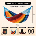 Handwoven Mayan Rope Double Hammock with Tree Straps, Carabiners & Carry Bag - 4