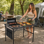 Foldable Camping Table Collapsible Picnic Aluminum Alloy Grill Stand - 4