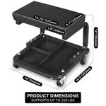 Rolling Mechanic Stool with Tool Tray - Creeper Seat with Wheels for Garage & Shop, Rolling Work Stool with Wheels for Mechanics, Auto Repair Workshop - 4