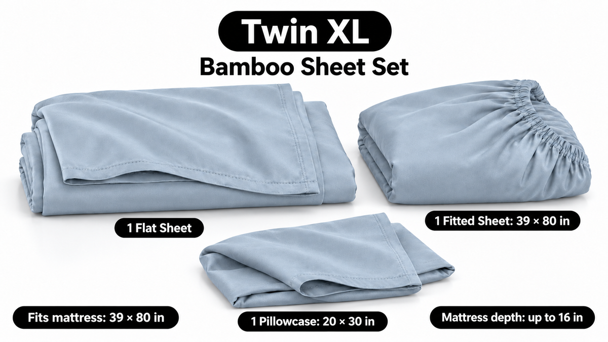 100% Viscose from Bamboo Sheet Set – 300 TC Sateen, Deep Pocket - fit and scale image 4