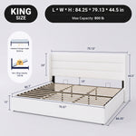 Lift-Up Storage Bed Frame with Upholstered Wingback Headboard - 4