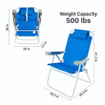 17" Big & Tall Oversized Beach Chairs 2-Pack – Heavy Duty Folding Outdoor Seating - 4