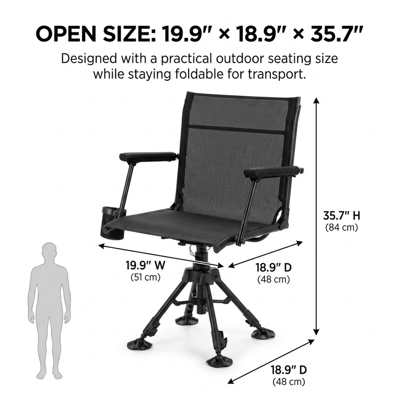 Portable Adjustable Hunting Chair with Swivel & Heated - 4
