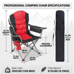Oversized Portable Camping Chair with Lumbar Support & Cooler Bag - 4