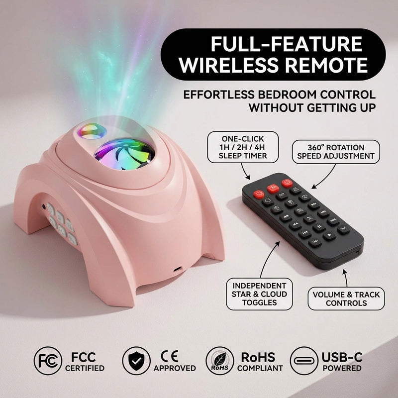 GALAXY PROJECTOR – WHITE NOISE, BLUETOOTH SPEAKER & REMOTE - 4