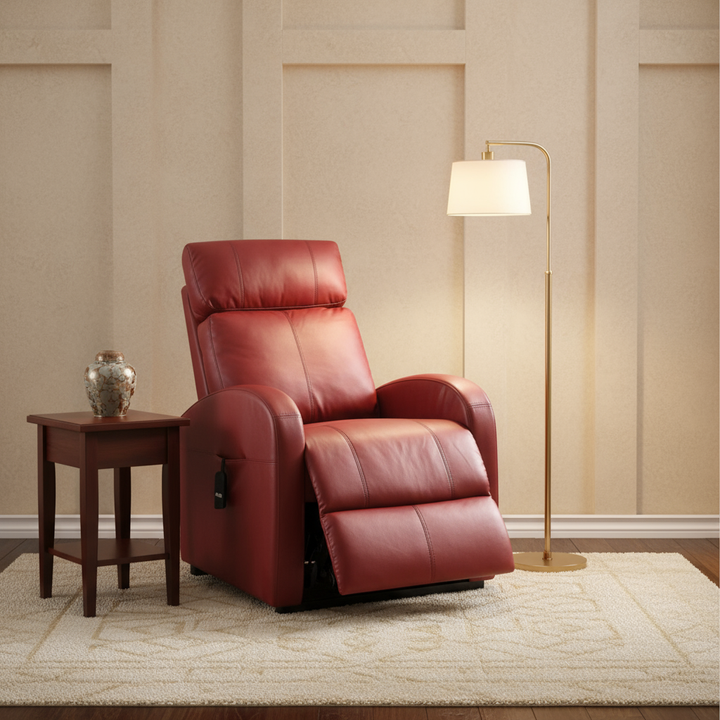 Faux Leather Power Motion Lift Recliner In Red