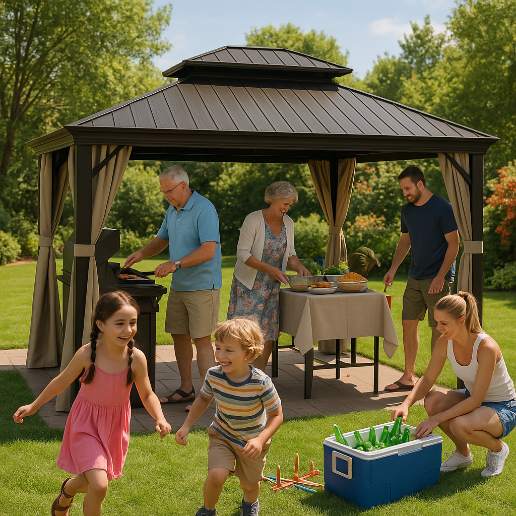Exclusive Hardtop Gazebo Outdoor Aluminum Gazebos Grill - Premium Galvanized Steel Double Canopy Collection