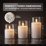 Flameless Candles with Remote & Timer – Glass Pillar Set of 3 - 4