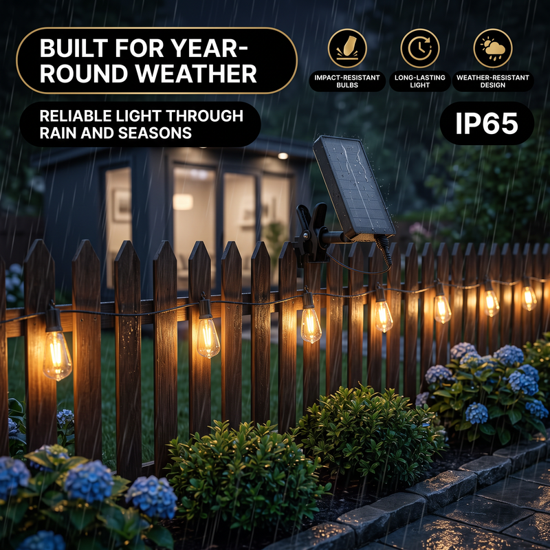 Outdoor Solar String Lights with Remote — Black, 37–108 ft - 4