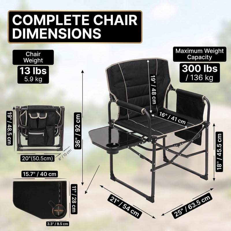Camping Directors Chair, Heavy Duty,Oversized Portable Folding Chair with Side Table, Pocket for Beach, Fishing,Trip,Picnic,Lawn Blue - 4