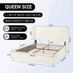 Lift-Up Storage Bed Frame with Upholstered Wingback Headboard - 4