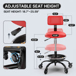 Rolling Mechanic Chair with Backrest and Footrest – Heavy Duty Shop Stool with Wheels, Adjustable Height Swivel Garage Chair - 4