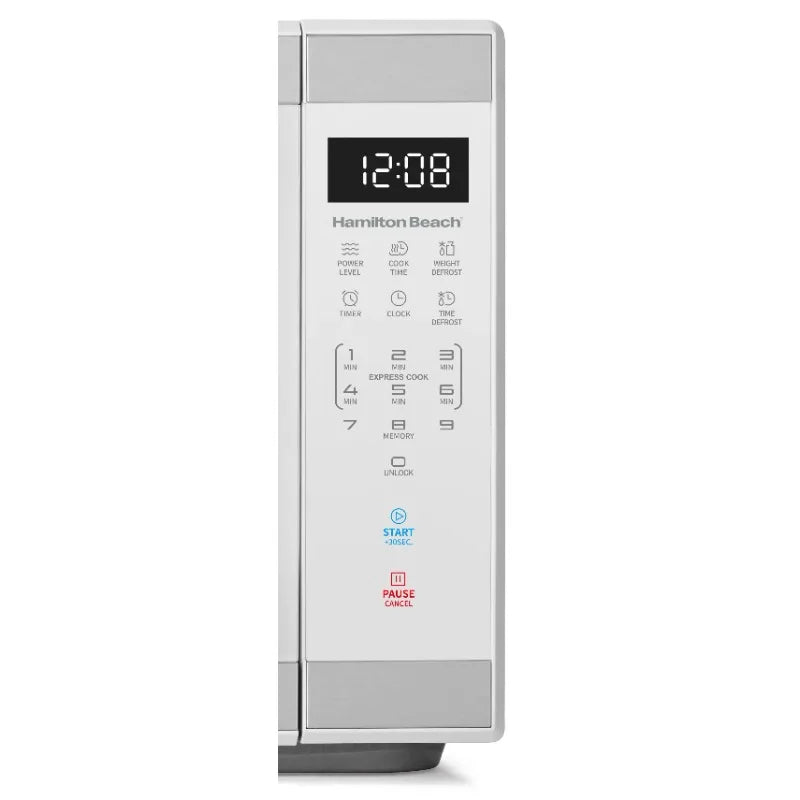 Hamilton Beach 1.1 Cu ft Countertop Microwave Oven, White and Stainless Steel