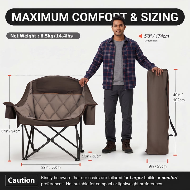 Oversized Camping Chairs 2 Pack – Extra-Large Folding Outdoor Chairs, Padded - 4