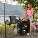 Camping Portable Cook Station/Kitchen Table, Folding Outdoor Cooking Table with Storage - 4