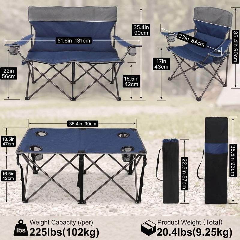 Outdoor 4-Piece Folding Chair and Table Set – Perfect for Camping and Picnics - 4