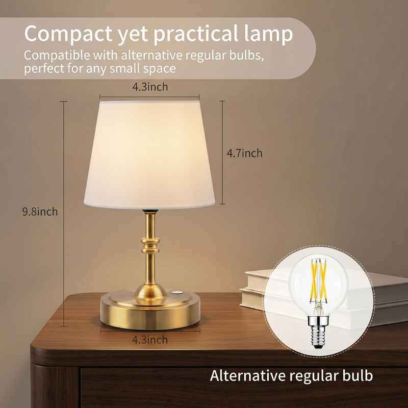 Cordless Rechargeable Table Lamp with Fabric Shade – Dimmable LED Desk Lamp - 4