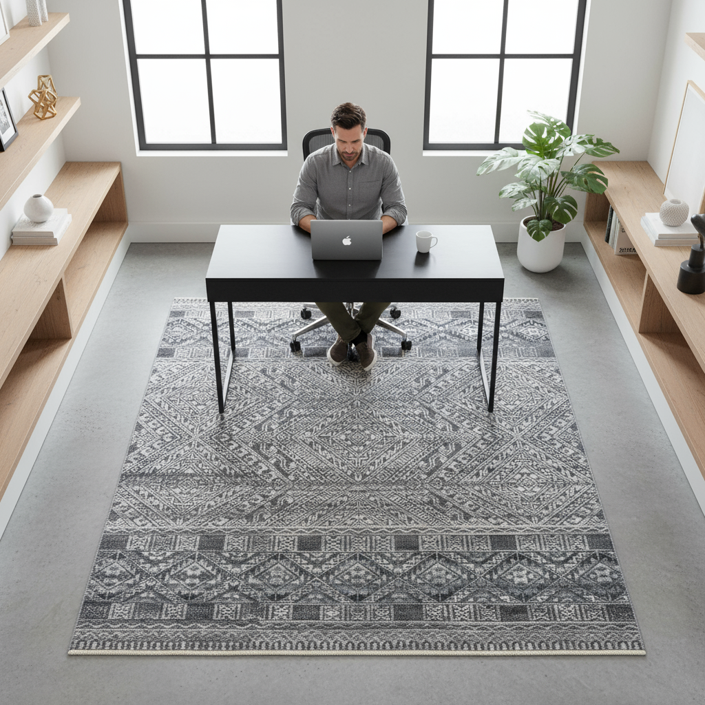 6' X 9' Gray And Ivory Geometric Hand Knotted Area Rug