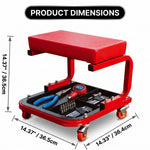 Rolling Mechanic Stool with Tool Tray - Creeper Seat with Wheels for Garage & Shop, Rolling Work Stool with Wheels for Mechanics, Auto Repair Workshop - 4