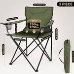 2 Pack Folding Camping Chairs with Cup Holders & Carry Bags - 4