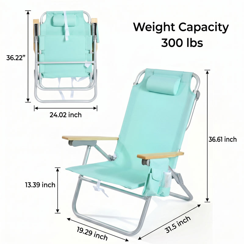 17" Big & Tall Oversized Beach Chairs 2-Pack – Heavy Duty Folding Outdoor Seating - 4