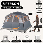 4-6 PERSON INSTANT CABIN CAMPING TENT – WATERPROOF FAMILY TENT WITH RAINFLY & CARRY BAG - 4