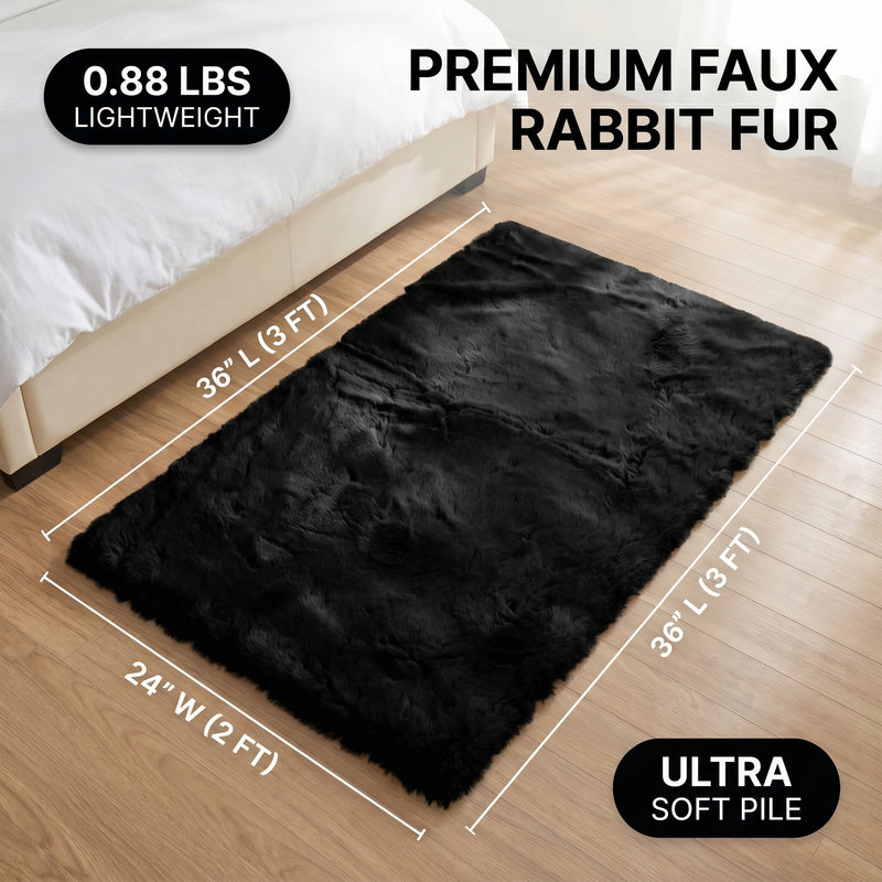 Faux Rabbit Fur Shaggy Rug – Ultra Soft Fluffy Machine Washable Area Rug for Bedroom, Living Room & Teen Room - 4