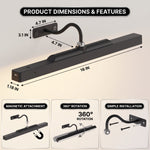 Picture Lights for Wall, Rechargeable Battery Operated LED Gallery Light Bar with Remote & Timer, Dimmable Wireless Wall Sconce for Paintings & Frames - 4