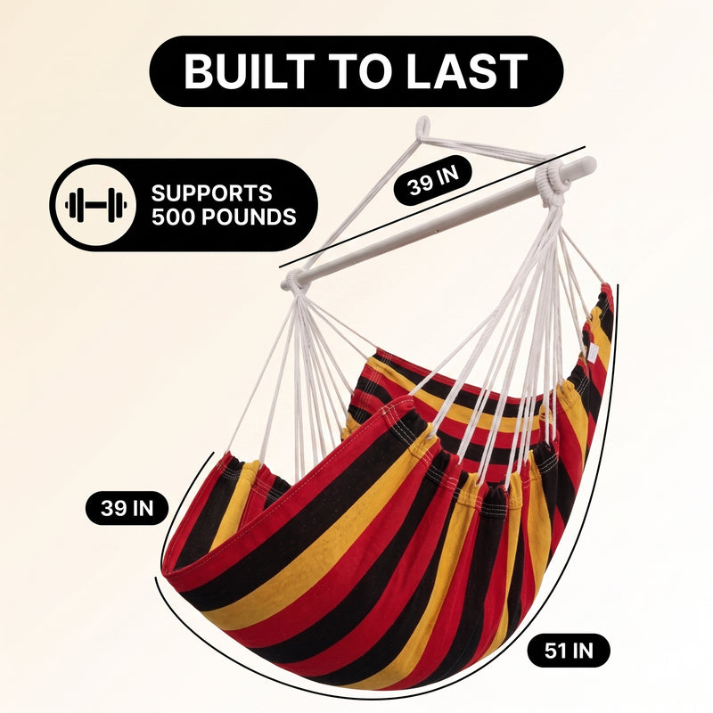 Premium Cotton Hanging Hammock Chair for Indoor & Outdoor Relaxation - 4