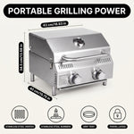 PORTABLE STAINLESS STEEL TABLETOP PROPANE GRILL – 2 & 3 BURNER OUTDOOR BBQ OPTIONS - 4