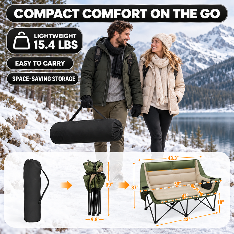 Double Heated Camping Chair with 3 Heat Levels & USB Power Pocket - 4