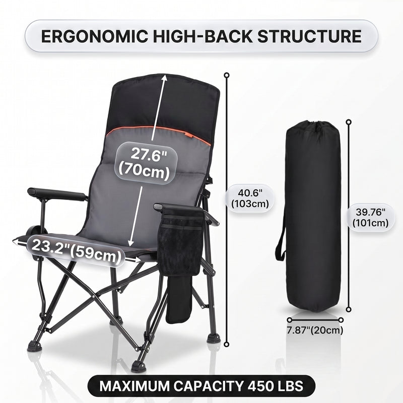 Heated Camping Chair for Adult Outdoor Activities - Portable Folding Heated Chair with 3 Adjustable Heat Levels, Heating Backrest Cushion Support 264LBS for Patio Camping (Battery Not Included) - 4