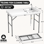 Folding Fish Cleaning Table with Sink & Sprayer Options - 4