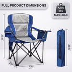 Heavy Duty Portable Folding Camping Chair with Cup Holder & Cooler Pocket - 4