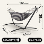 Double Hammock with Stand – Portable, Adjustable & 600lb Capacity for Indoor & Outdoor - 4