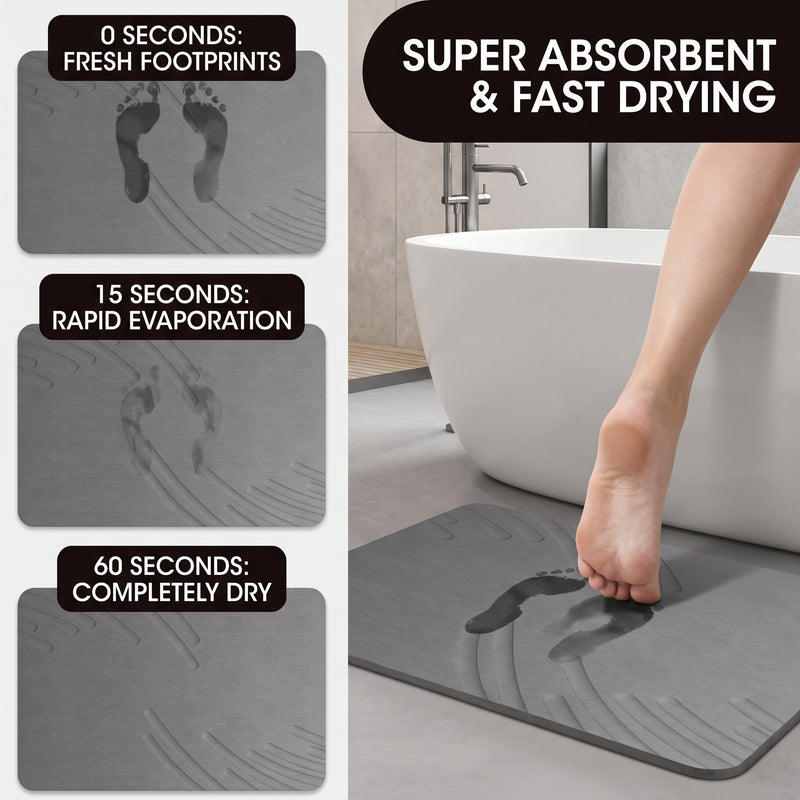 STONE BATH MAT – QUICK-DRY DIATOMACEOUS EARTH SHOWER MAT - 4