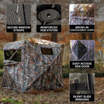 SucceBuy Hunting Blind, 270° & 360° See Through Ground Blind, 2-3 Person / 3-4 Person Pop Up Deer Blind for Hunting with Carrying Bag, Portable Tent - 4