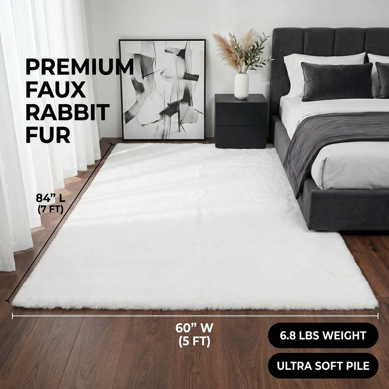 Faux Rabbit Fur Shaggy Rug – Ultra Soft Fluffy Machine Washable Area Rug for Bedroom, Living Room & Teen Room - 4