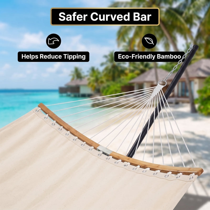 2-Person Outdoor & Indoor Hammock with Adjustable Height, Pillow & Stand – Portable, Sturdy, Colorful - 4
