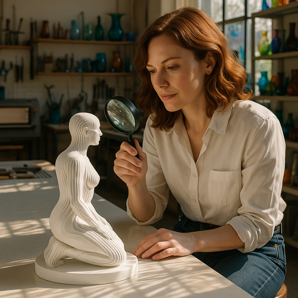 Exclusive Woman Pixel Matte White Sculpture - Premium 14" Contemporary Digital Art Collection