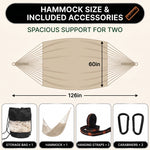 Handwoven Mayan Rope Double Hammock with Tree Straps, Carabiners & Carry Bag - 4