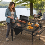 Foldable Camping Table Collapsible Picnic Aluminum Alloy Grill Stand - 4