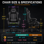 GAMING CHAIR WITH FOOTREST – LUMBAR SUPPORT & 360° SWIVEL - 4