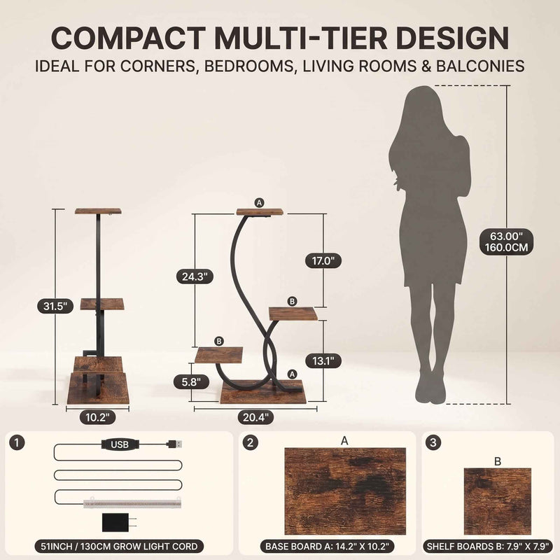 PLANT STAND WITH GROW LIGHTS – MULTI-TIER INDOOR SHELF