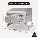PORTABLE STAINLESS STEEL TABLETOP PROPANE GRILL – 2 & 3 BURNER OUTDOOR BBQ OPTIONS - 4