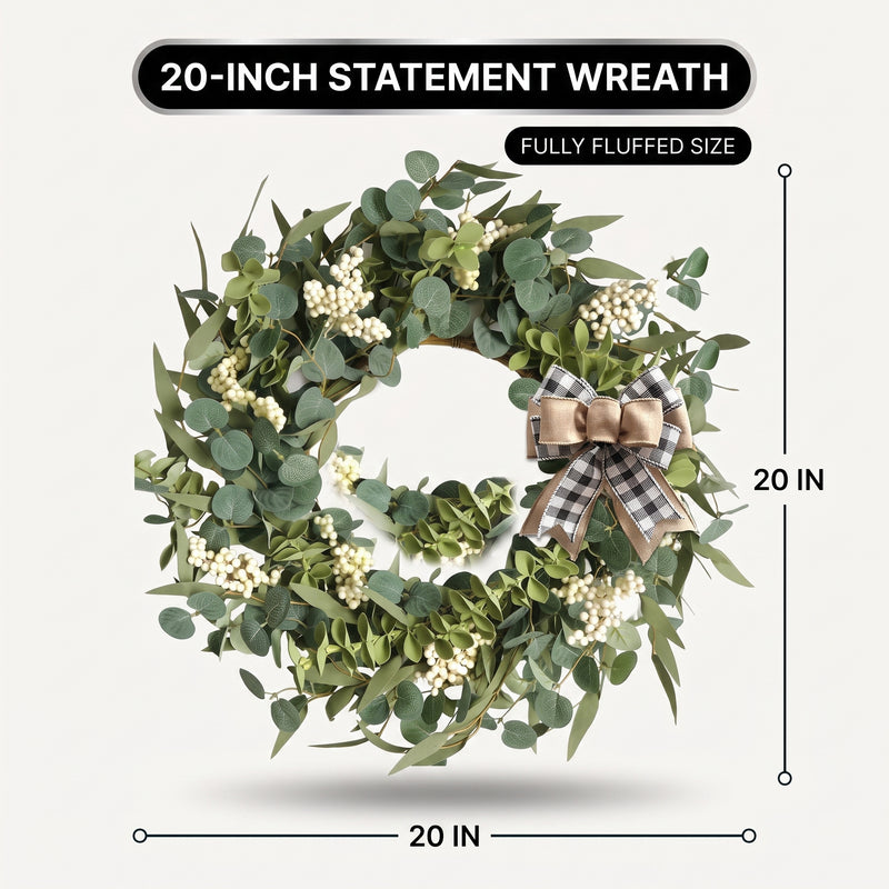 EUCALYPTUS WREATH FOR FRONT DOOR – FARMHOUSE GREENERY DÉCOR - 4