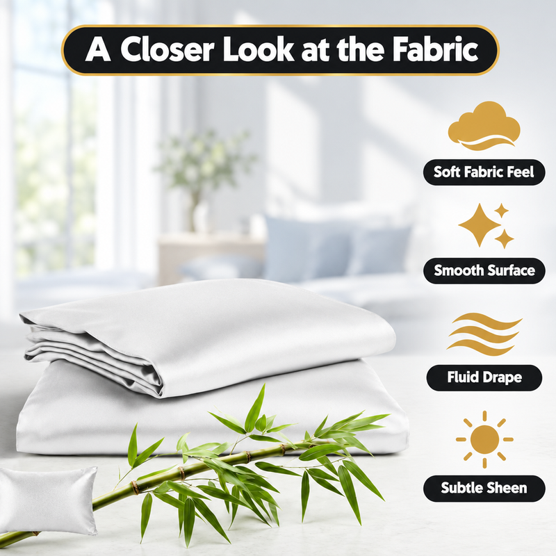 100% Viscose from Bamboo Pillowcases with Zipper, Set of 2 - 4
