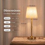 Cordless Rechargeable Table Lamp with Fabric Shade – Dimmable LED Desk Lamp - 4